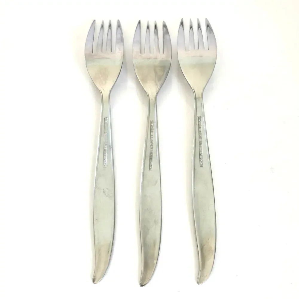 Castle Court RoseGlow 3 Dinner Forks Stainless Steel Japan Vintage Mid Century